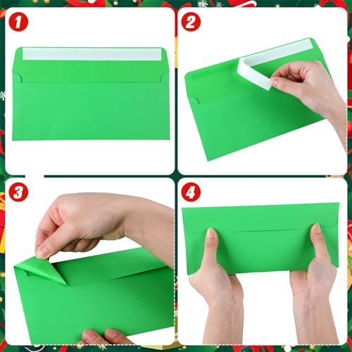 Image of Outus 500 Pcs #10 Colored Envelopes Business Adhesive,Green Series