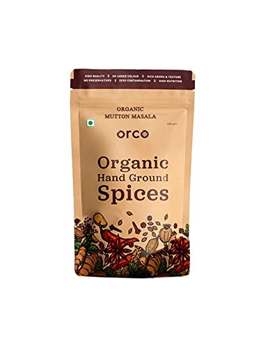 ORCO Organic Natural Chakki Fresh Mutton Masala | Pure Spicy Mutton Powder Mix | Natural Spice Blend | Handground and USDA Certified (Pack of 1-100 gm)