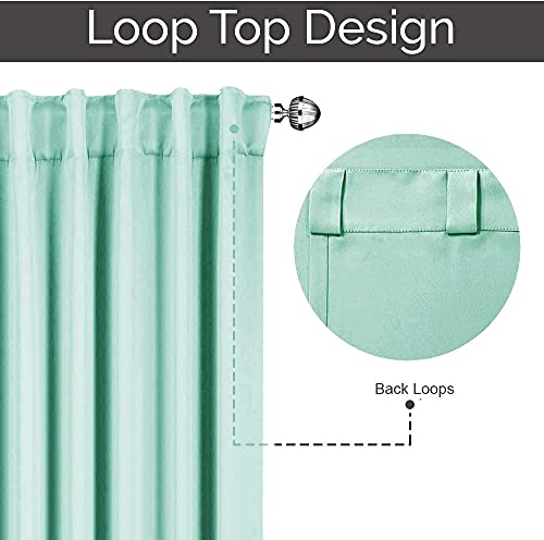 Image of LINENWALAS Cotton Curtains Set of 2, Canvas Window Curtains for Home Decor, Hangs Elegantly with Back Loops (4.5ft x 6 ft, Aqua)