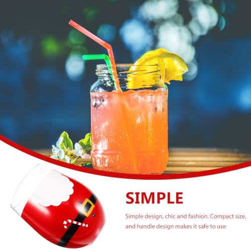 Vaso de vidrio rojo navideño con diseño elegante y resistente para mesa 4