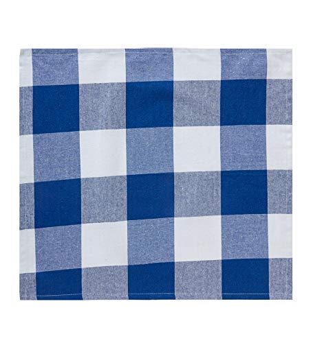 Image of Encasa XO Dining Table Napkins Set of 6, 43x43 cm | Machine Washable Reusable, Recycled Cotton Cloth Napkin, Soft & Absorbent, Table Decor for Hotels, Farmhouse - White & Buffalo Blue Checks