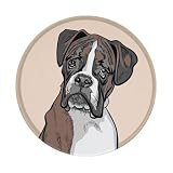 BYwenhopnbs Tappetino per mouse rotondo con motivo a cane Boxer, bordo cucito, 8 x 8 pollici