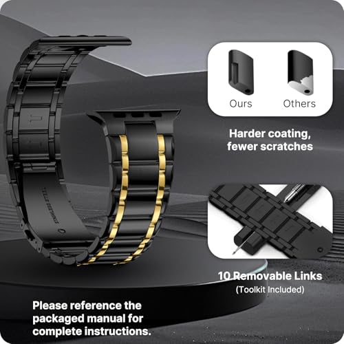 Image of Fullmosa Metal Bands With Case [Watch NOT Included] Compatible Apple Watch Strap 49mm,Steel Apple Watch Band for iWatch Ultra 3 /2 /1,49mm,Black and Gold