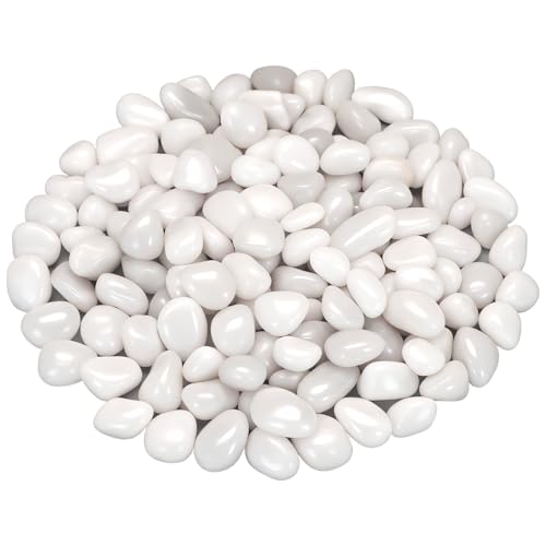 Image of Succulent Rocks,Virekm River Rocks,Decorative Ornamental Pebbles,Garden Landscaping Stones,Gravel Filler for Home Decoration Flower Bed Fish Tank Plants Vases Succulents (1, White, 2 Pounds)