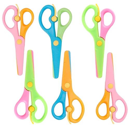 KEQAR 6 PCS Tijeras de Seguridad con Cuchillas de Plástico, Tijeras Infantiles para Niños a Partir de 2 Años, Ideales para Manualidades y Aprender a Cortar Papel