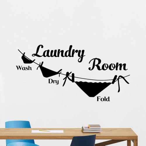 Wandaufkleber, Waschküche, Zitat, Vinyl-Aufkleber, abnehmbares Wandbild, Zimmer, Wand, Tür, Dekoration, Poster, Heimdekoration, 114 x 57 cm