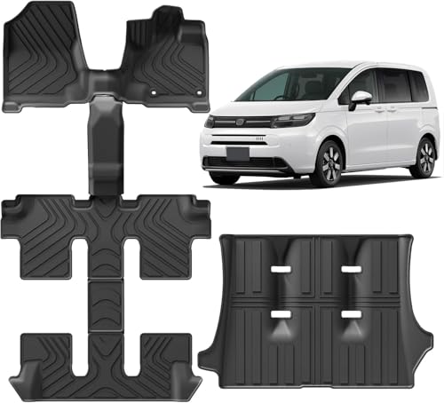ホンダ 新型 フリード GT系 6人乗り ハイブリッド車 専用 フロアマット+ラゲッジマット R6.6-現行 FREED GT系 GT5 GT6 GT7 GT8 3D立体カーマット 防水マット TPE素材 防水 滑り止め 耐汚れ 取付簡単 抗菌 耐摩擦 内装パーツ アクセサリー カー用品 1-3列目＆荷台 6Pセット(ハイブリッド車のみ適合)