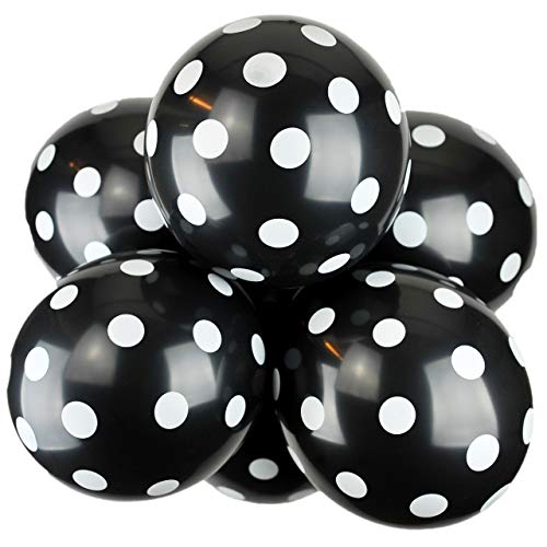 Happium 12 Assorted Latex Balloons Polka Dot, Ideal for Party Decoration, Assorted Balloons for Birthday Wedding and Other Parties, Pack of 10 (Black)