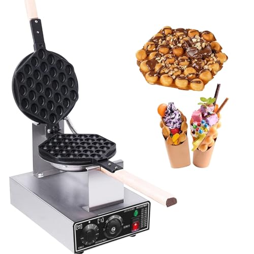 RENJJPBO Ice Cream Burger Make Bubbles Waffle Maker 1400W Commercial Bubbles Waffle Maker Machine Non-Stick Egg Waffle Maker Electric Bubbles