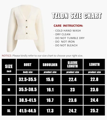 Image of TZLDN Women V-Neck Cardigan Sweaters with Pockets Cropped Button Down Long Sleeve Open Front Sweater Blazer Fitted Knit Coats