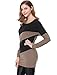 Allegra K Lady Batwing Sleeves Color Block Blouson Tunic M Light Coffee