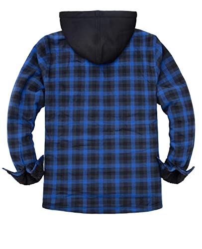 Image of ZENTHACE Mens Sherpa Lined Flannel Shirt Jacket with Hood,Full Zip