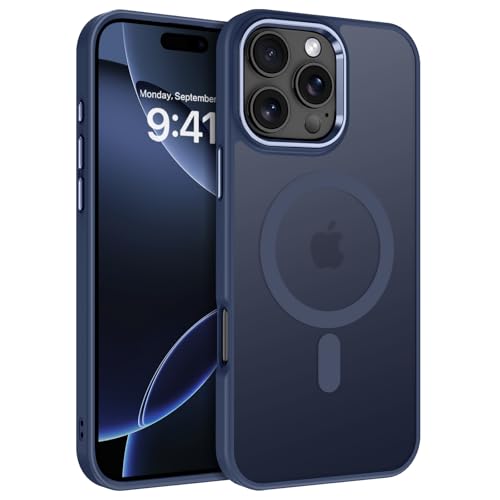 Image of BENTOBEN for iPhone 16 Pro Case [Compatible with Magsafe] Magnetic Matte Phone Case iPhone 16 Pro Translucent Slim Thin Shockproof Women Men Protective Cover Cases for iPhone 16 Pro 6.3 inch, Navy Blue