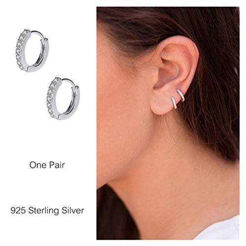 925 Sterling Silver Small Hoop Earrings Cubic Zirconia Cartilage Earring Earing Piercing Earrings Ear Cuff Huggie Tiny Hoops Earrings for Women Men2