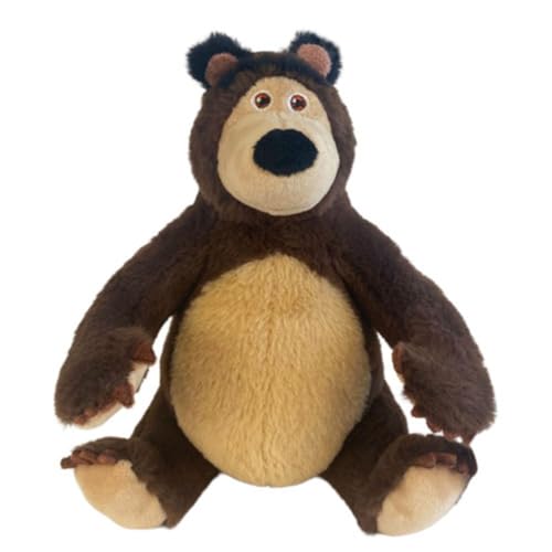 Masha e Orso Peluche oso sentado suave personaje de colección inspirado en la serie TV – Altura 18 cm – Color marrón