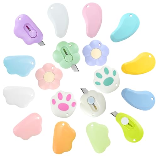 SHAIDOJIO 18 Pcs Mini Box Cutter Retractable Utility Knife, Cute