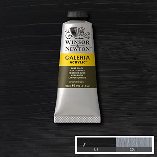 Image of Winsor & Newton Galeria Acrylic Colour - Tube of 60 ML - Lamp Black (337) - Highly Pigmented Lightfast Artists' Acrylic Paints for Canvas, Wood, Fabric & Paper - More Colours Available