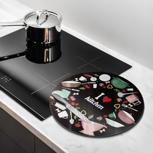 Planche à découper 40cm Wallfluent résistante à la cuisson avec illustration j'aime la cuisine