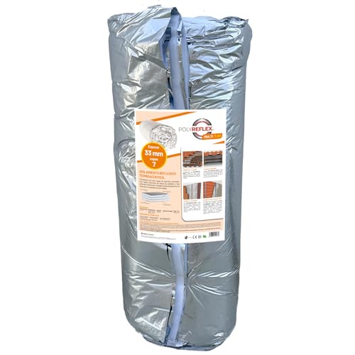 POLYREFLEX MULTI 7-33 (1,25 x 12 m) | ISOLIERFOLIE für Wände und Fassaden,Dächer und Abdeckungen,Fenster,Böden,Autos,Garagen,Camper| Geeignet für alle Bauarten| 7 Schichten| 33 mm Dicke|15 m²