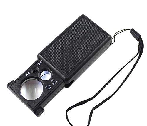 30X 60X Jewelers Loupe Magnifier Mini Illuminated Portable Magnifier with LED UV Light Jewelry Eye Glass Loupe Lens for Diamonds, Gems, Coins, Stamps, Watch Repair Tool