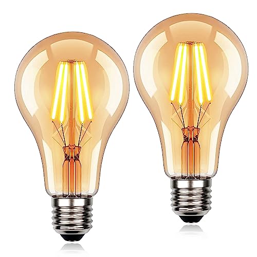Tianfan 2-Pack Led Bulbs A60 Edison Bulb 4W 2700Kelvin Warm White Vintage Decorative Light Bulbs (Golden)