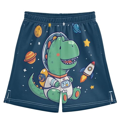 DOMIKING Dinosaur Planet Blue Kids Shorts Pull-on Boys Shorts with Elastic Waist Casual Athletic Pants for Playwear Summer