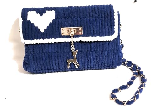 Sac à bandoulière en fil bleu marine avec sa chaîne tressée robuste