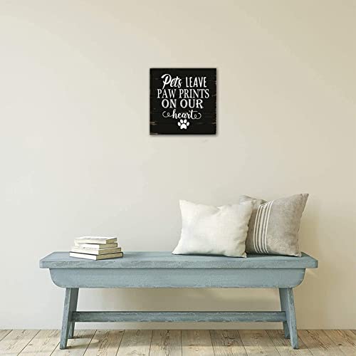 Classic Style Farmhouse Wooden Pallet Sign Plaque Pets Leave Paw Prints On Our Heart Wood Board Plank Hanging Sign Country Home Wall Hanging Decor For Indoors Outdoors Front Door 10X10 Inch #TOP4