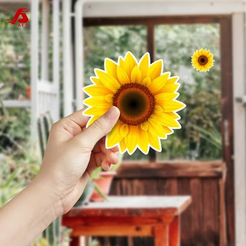 Image of Yellow Sunflower Decal Sticker for Car Indoor /Outdoor Vinyl Sticker Decal for Laptop | Motorcycle | Windows | Bumpers | Size: 6 inch