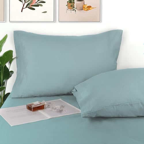 Lirex 2 Pack Pillow Cases, 100% Cotton Breathable Pillowcases Pillow Covers, 20 x 26 inch (50 x 66 cm) Standard Size, Aqua Green by Lirex - Used condition - Image 5