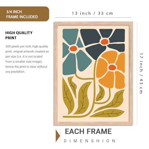 Image of kotart Floral Wall Art Home Decoration Paintings With Frame For Living Room Bed Room Hotel Wall Decor Digital Reprint Set of 6 (13X17 inch)