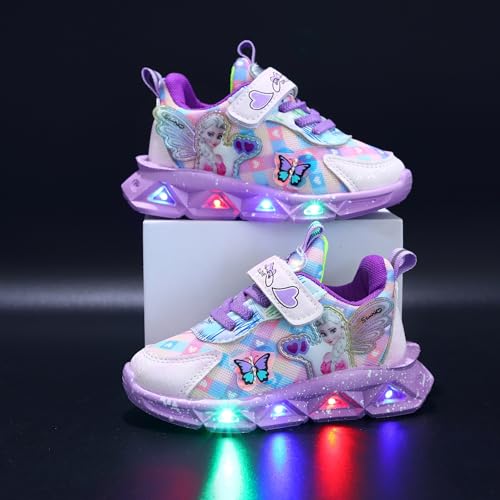 Glowing Girls' Sneakers | Cartoon Princess Shoes for School & Play | Flash Athletic Breathable Walking Shoes | Kid's Night Glowing Footwear3