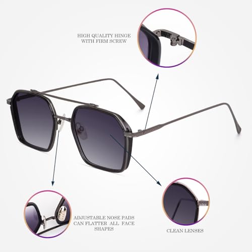 Image of CREEK Unisex Full Rim Hexagonal Branded and Stylish Sunglasses | 100% UV Protected | Men & Women | Medium | CH S1145-Pack of 1