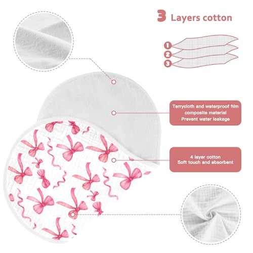 Pink Bows Muslin Baby Burp Cloths - Super Absorbent and Soft Burping Rags - Cotton Burp Clothes Set for Boys and Girls, 2 Pack3