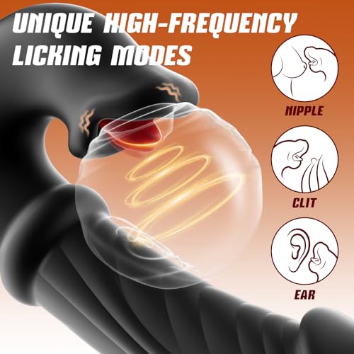 Image of Toendi Black Sex Toy for Women, G Spot Thrusting Dildos with Sliding Ring | G Spot Dildo 7 Thrusting Modes & Rabbit Vibrator 10 Tongue Licking Vibrating Modes, AI Sync for Couples Sex Device Games