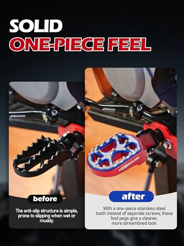 Image of JFG RACING Dirt Bike Foot Pegs,Double Deck CNC Rest Pedal Footpegs for CR125 CR250 02-11 /CRF150R 07-24 /CRF250R 04-24 /CRF300L 21-24 /CRF450R 02-24 /CRF250X CRF450X CRF250RX CRF450RX-Red