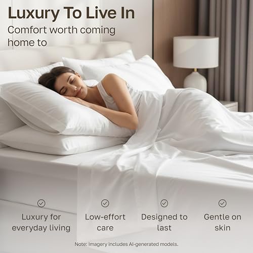 Image of California Design Den Luxury 1000 Thread Count King Size Sheets Set | Backed by Good Housekeeping Seal - 100% Cotton Sateen - Soft, Thick & Heavy, 16 inch Deep Pocket, All-Around Elastic, Light Grey