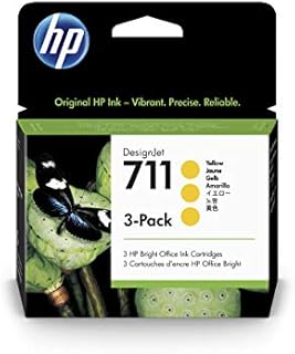 HP 711 CZ136A 3-pack Yellow 29-ml Genuine HP Ink Cartridge with Original HP Ink, for HP DesignJet T120, T125, T130, T520, T525, T530 Large Format Plotter Printers and HP 711 DesignJet Printhead