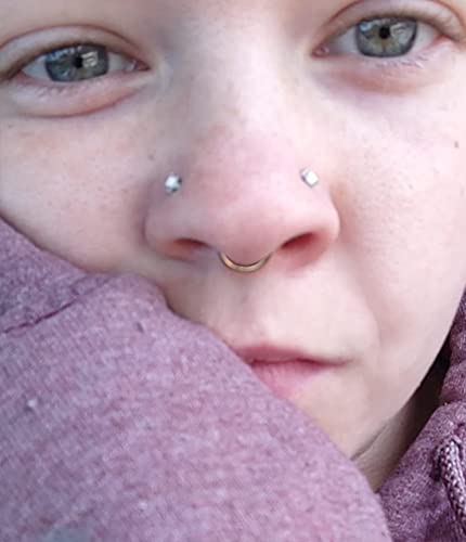 QWALIT 18g & 20g Nose Rings & Hoops - L & C Shape Studs - Surgical Stainless Steel & Silver Nose Piercing Jewelry - Rose Gold & Black - For Women & Men3