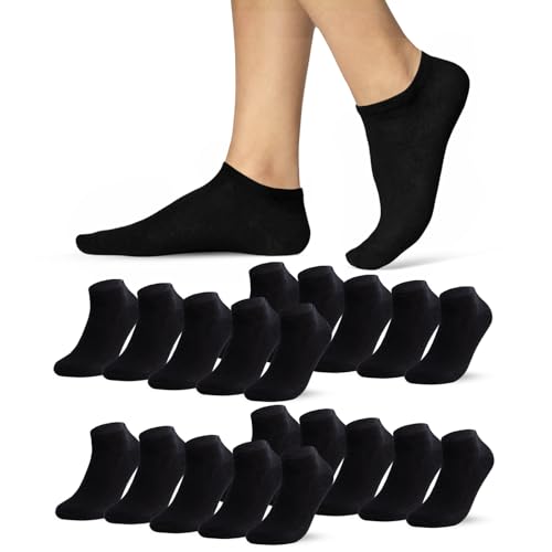 Sneaker Socken Herren Damen 39-42 Schwarz 10 Paar Kurze Socken Atmungsaktive Baumwolle