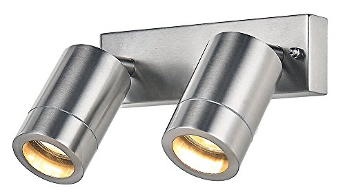 Luminaire mural Modern double spot extérieur IP44 en acier inox par Happy Homewares Cover