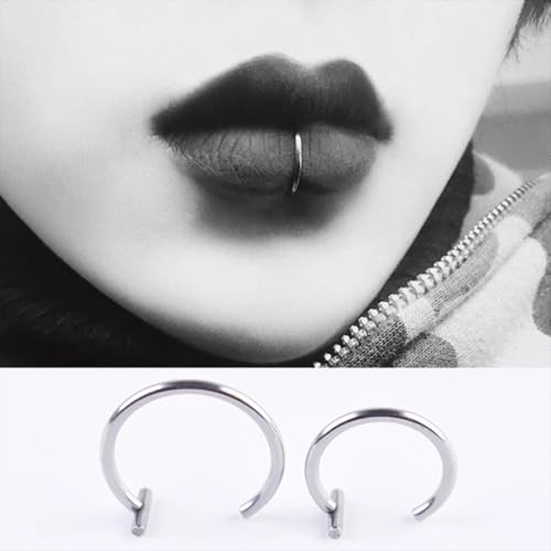 QUXVUIS Anneau à lèvres titane acier circulaire Clip percé corps breloque pour hommes cerceaux manchette Piercing nez cerceau unisexe corps mode, Doré, 1.0 * 10mm – vue 8
