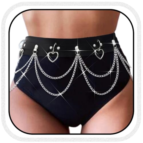 Bodiy Punk Waist Chain Belts Leather Gothic Layered Rave Belly Body Chains Jewelry for Women Sexy