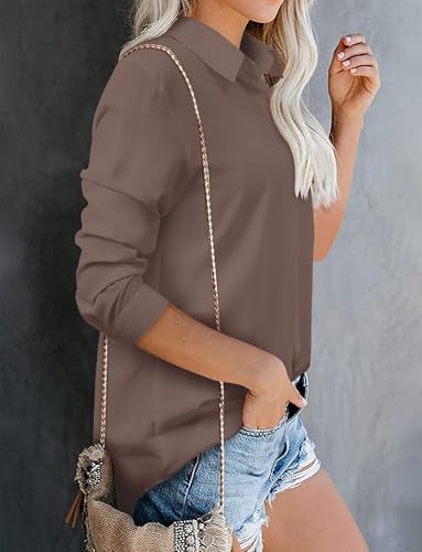Image of Magritta Women's Shirts Fashion Casual Loose Fit Long Sleeve Button Down Lightweight Collared Blouse Tops