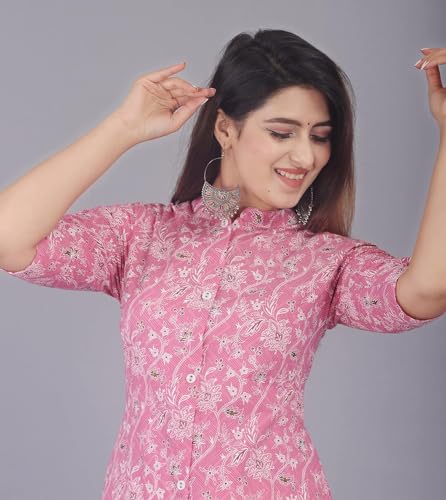 Image of Women Printed Collar Neck Half Sleeve Regular Fit Formal Kurti for Women's