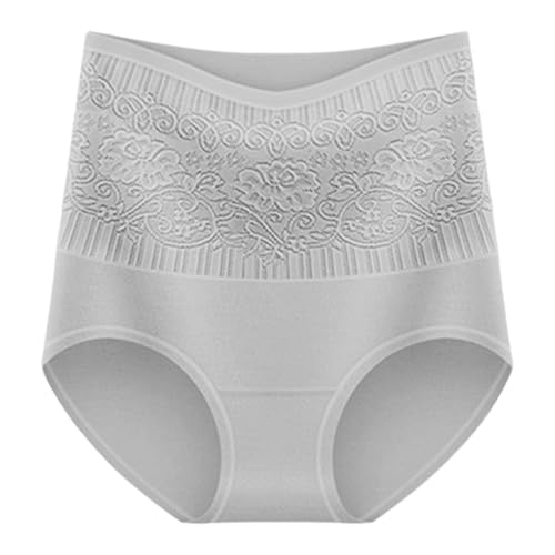 Braguitas Moldeadoras de Cintura Alta Sin con Detalle Floral para Uso Diario Cómodas 4piezas (Light Gray, XL) #4229
