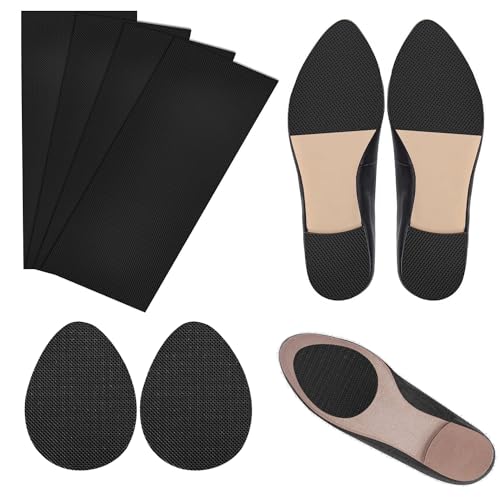 6 patines antideslizantes, zapatos, suela antideslizante, para plantillas de zapatos, patines autoadhesivos de goma, protección del suelo y reducción de ruidos de talón(Negro)