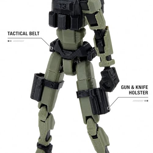 Image of Military Soldier Dummy13 Fully Articulated Action Figure | 3D Printed Robot Assembly Kit | 5.4 Inch Poseable DIY Collectible Model with Tactical Accessories | Made in India (Desert Trooper)
