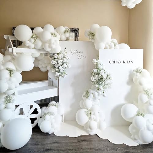 Image of 108Pcs Double Stuffed White Balloon Garland Arch Kit