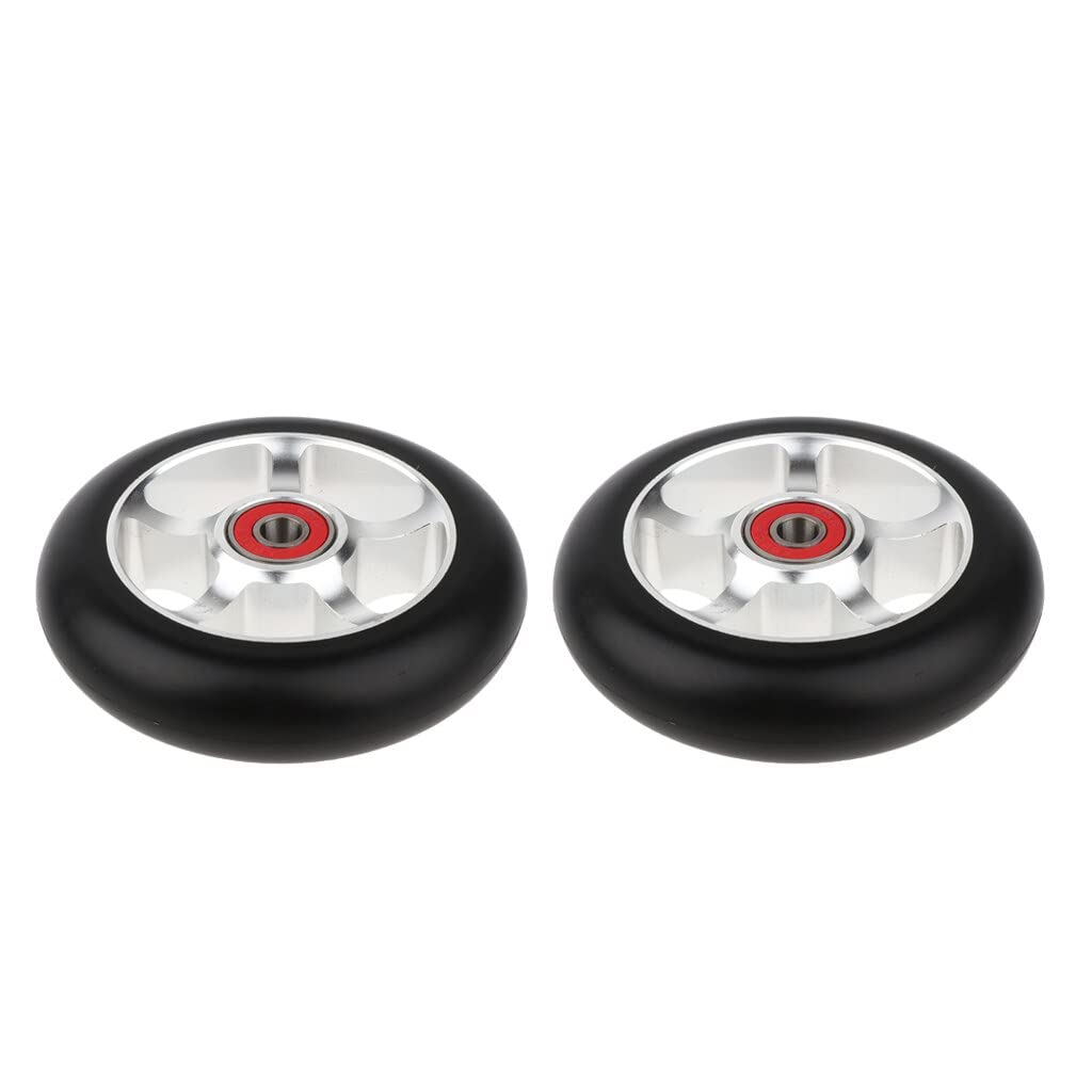 LUOSHUAI Ruote Monopattino Elettrico 2pcs / Set 100mm PRO Scooter Scooter Ruote con Cuscinetto Scooter Scooter Scooter Ricambi ricambi ricambi Accessori Ruote Monopattino Freestyle (Color : Silver)